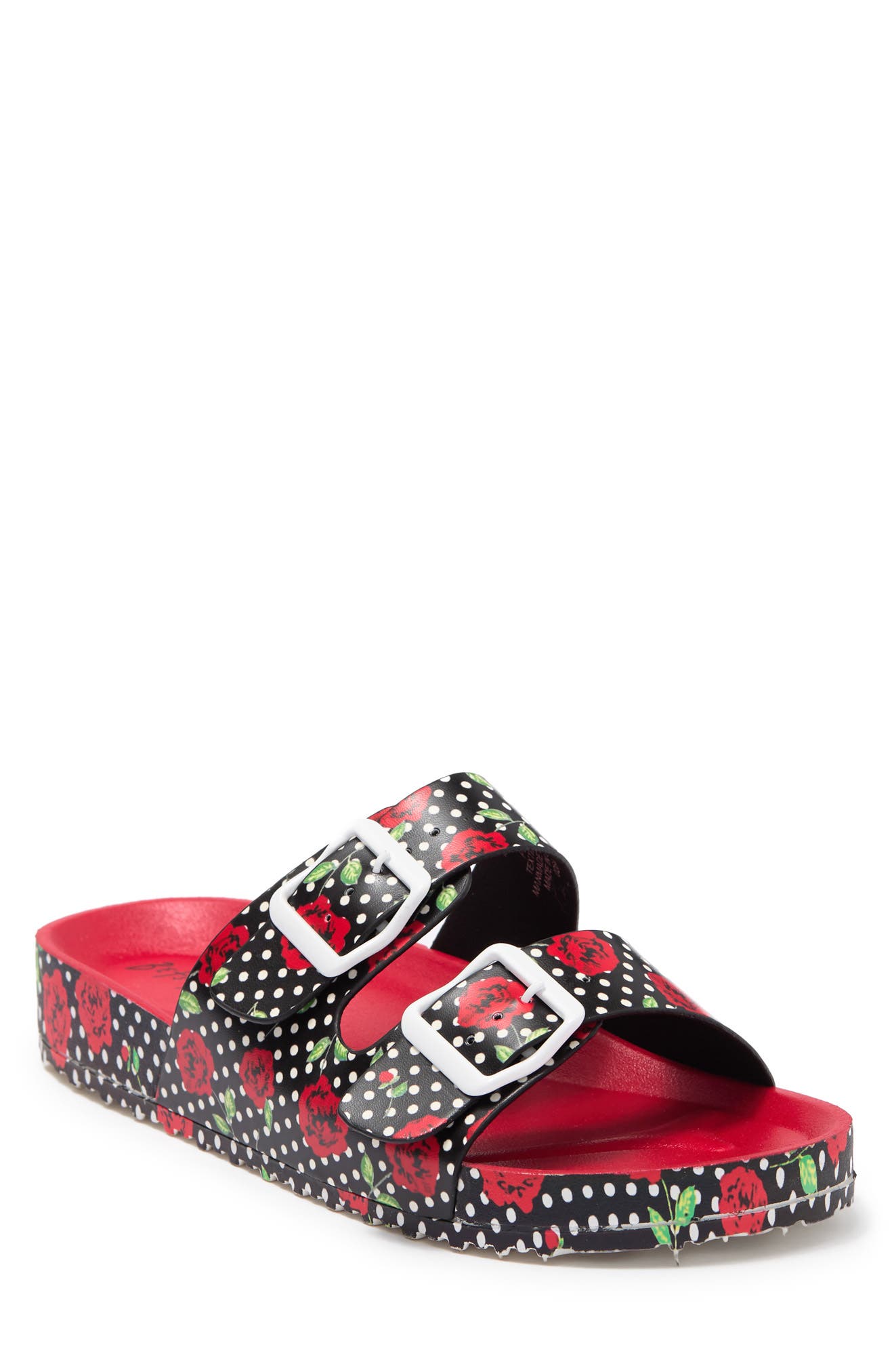 Betsey Johnson Misty Jeweled Dual Band Buckle Slide Sandals Black Multi Size 7.0 Betsey Johnson Misty Jeweled Dual Band Buckle Slide Sandals Black Multi Size 7.0